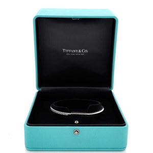 Tiffany & Co. Lock Bangle Bracelet 18K White Gold with Half Pave Diamonds - view 2
