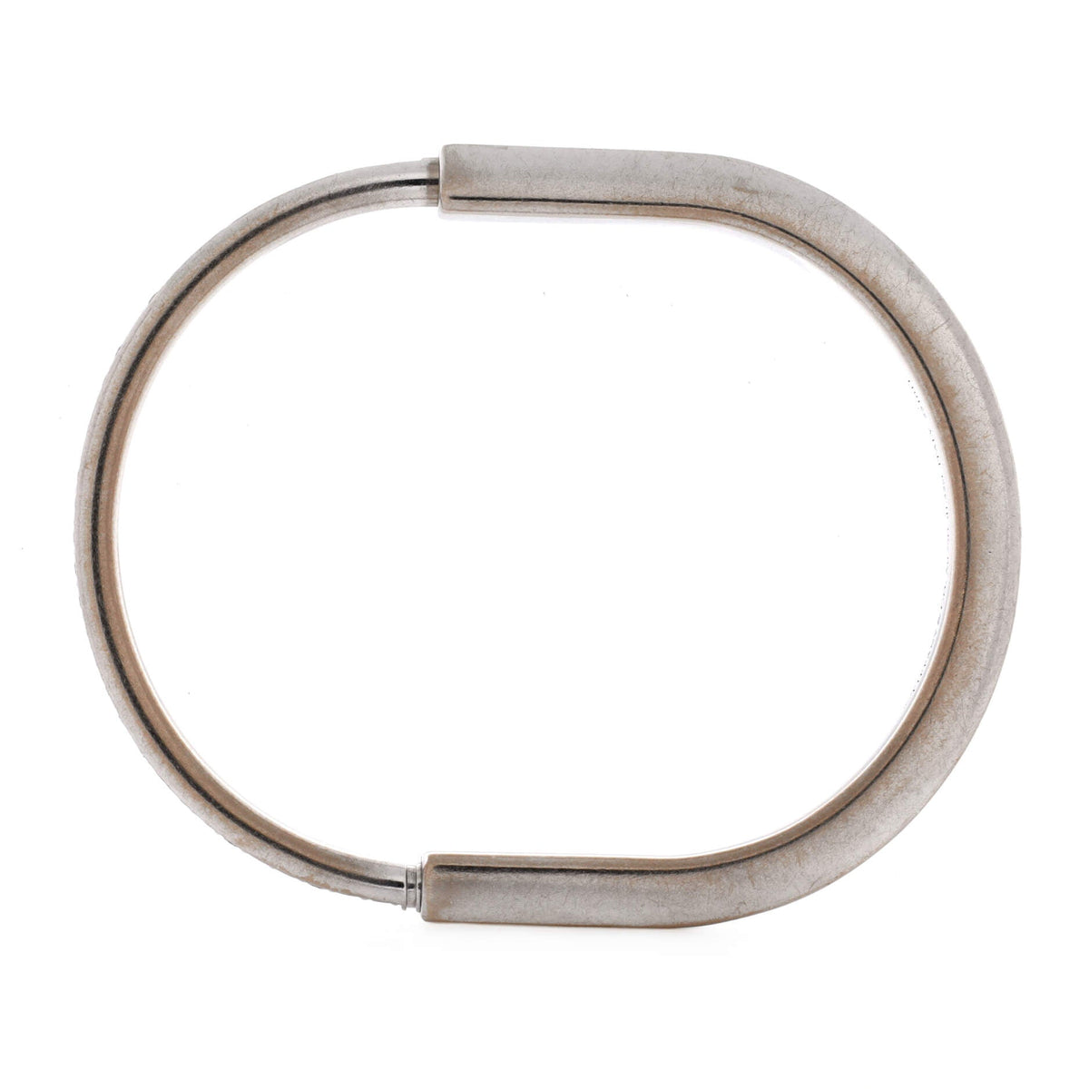 Lock Bangle Bracelet 18K White Gold with Half Pave Diamonds