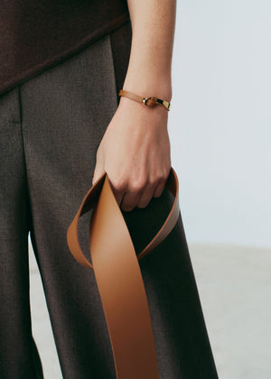 Polène Ormé Bangle - Gold Gilded with Camel Leather - view 2