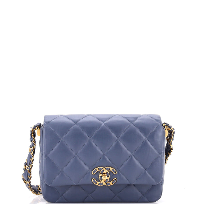 Chanel 19 Braided Strap Flap Bag Quilted Aged Calfskin Small