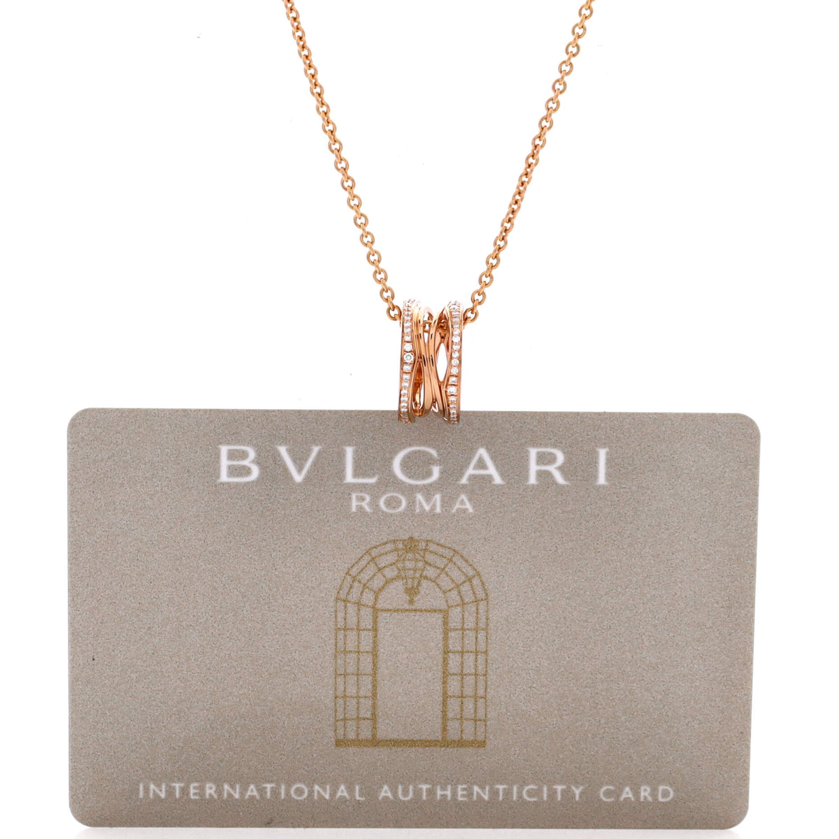B.Zero1 Open Design Legend Zaha Hadid Pendant Necklace 18K Rose Gold with Diamonds