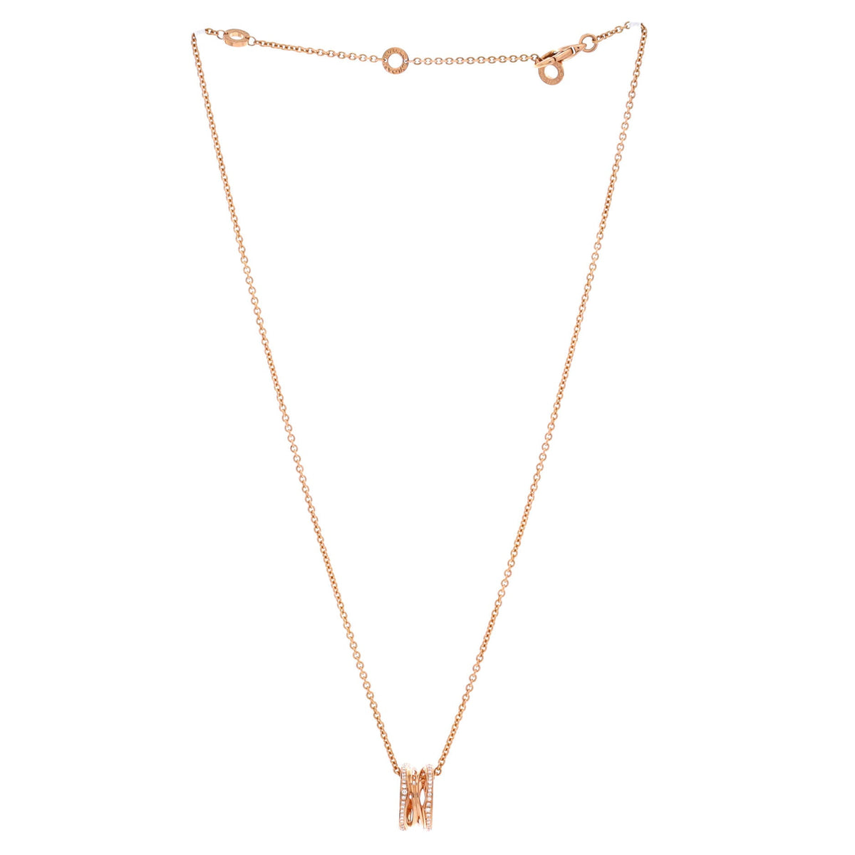 B.Zero1 Open Design Legend Zaha Hadid Pendant Necklace 18K Rose Gold with Diamonds