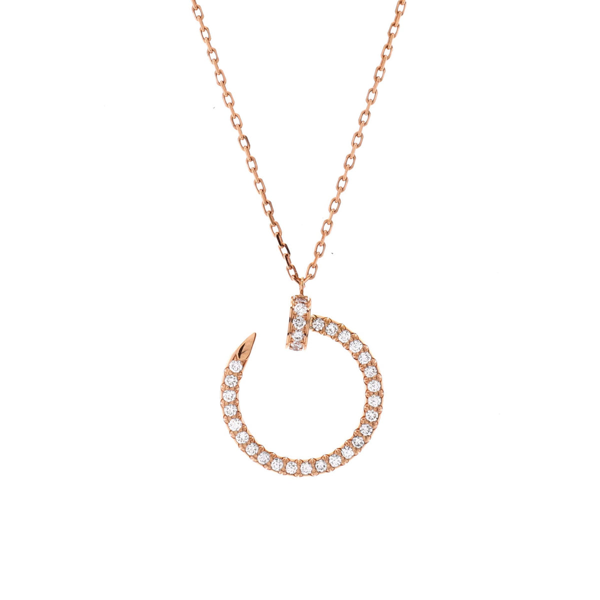 Cartier Juste un Clou Pendant Necklace 18K Rose Gold and Pave Diamonds