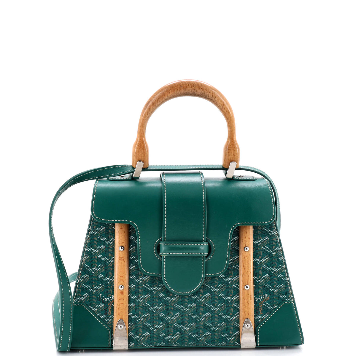 Goyard Saigon Top Handle Bag Coated Canvas with Leather PM