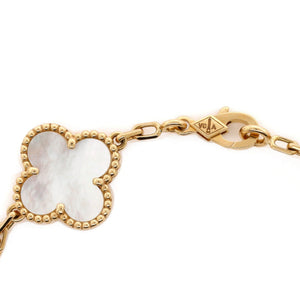 Van Cleef & Arpels Vintage Alhambra 5 Motifs Bracelet 18K Yellow Gold and Mother of Pearl - view 3