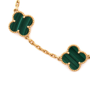 Van Cleef & Arpels Vintage Alhambra 5 Motifs Bracelet 18K Yellow Gold and Malachite - view 3