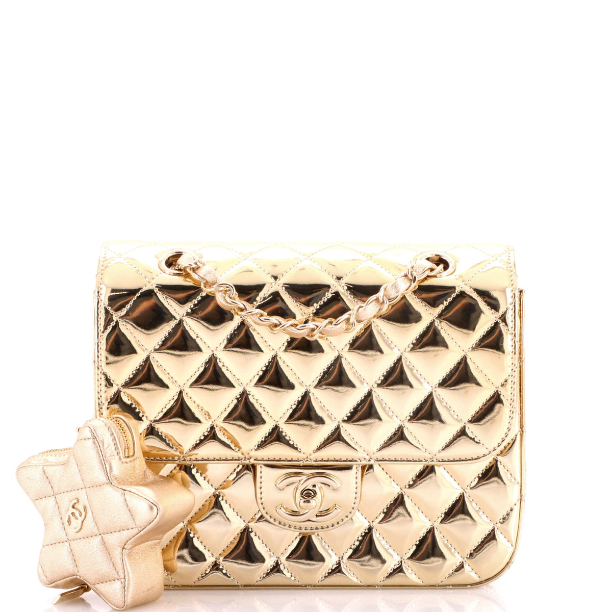 Chanel Hollywood Boulevard Backpack with Star Coin Purse Quilted Metallic Leather
