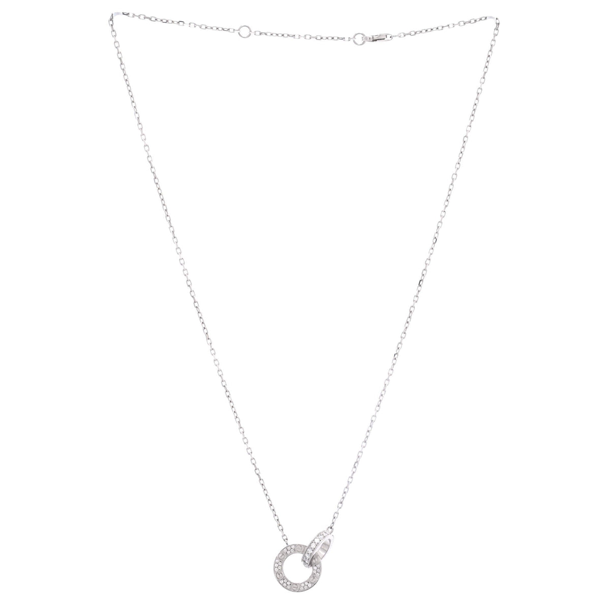 Cartier Love Interlocking Pave Necklace 18K White Gold and Diamonds – view 2