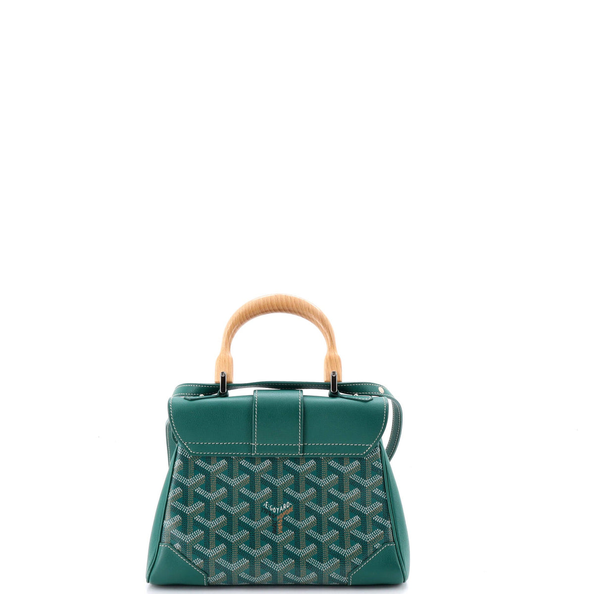 Structured Saigon Top Handle Bag Coated Canvas with Leather Mini
