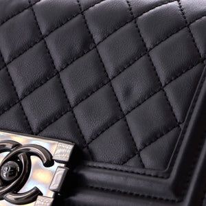 Chanel So Black Boy Flap Bag Quilted Lambskin Small - view 7