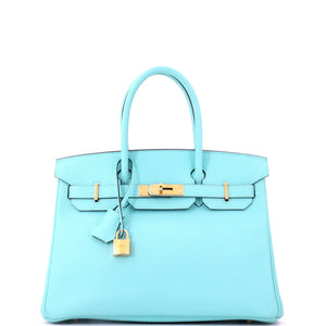 Hermes Birkin Handbag Bleu Atoll Epsom with Gold Hardware 30 - view 1