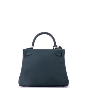 Hermes Kelly Handbag Vert Cypress Swift with Palladium Hardware 25 - view 4
