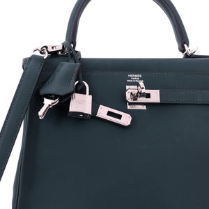 Hermes Kelly Handbag Vert Cypress Swift with Palladium Hardware 25 - view 7