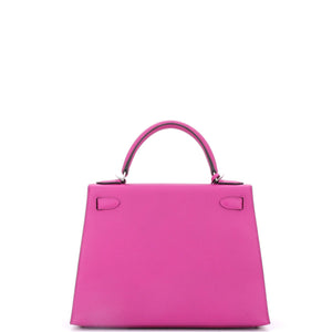 Hermes Kelly Handbag Rose Pourpre Epsom with Palladium Hardware 28 - view 4