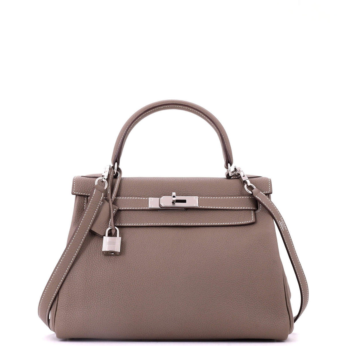 Hermes Kelly Handbag Etoupe Togo with Palladium Hardware 28