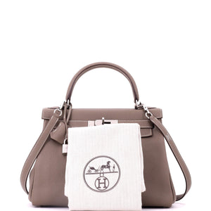 Hermes Kelly Handbag Etoupe Togo with Palladium Hardware 28 - view 2