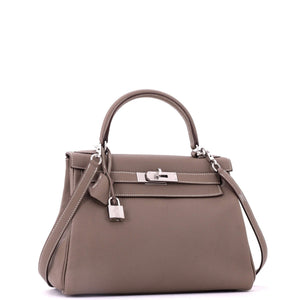 Hermes Kelly Handbag Etoupe Togo with Palladium Hardware 28 - view 3