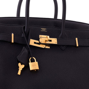 Hermes Birkin Handbag Noir Togo with Gold Hardware 30 - view 7