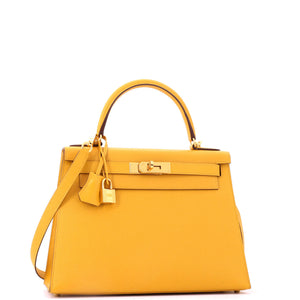 Hermes Kelly Handbag Jaune Ambre Epsom with Gold Hardware 28 - view 3