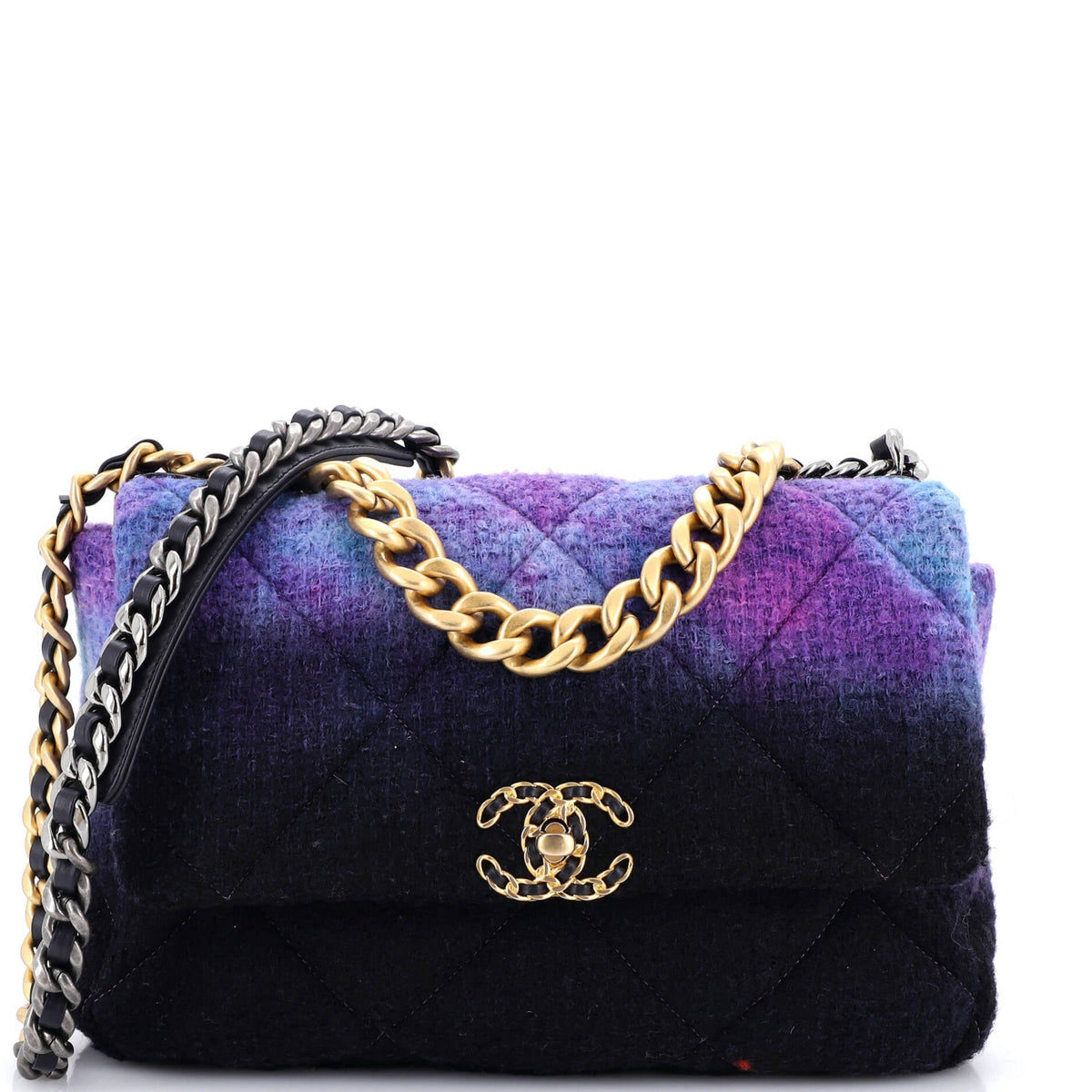 Chanel 19 Flap Bag Quilted Degrade Wool Medium