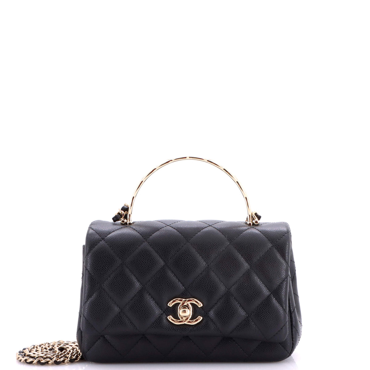 Chanel Coco Crush Top Handle Bag Quilted Caviar Mini