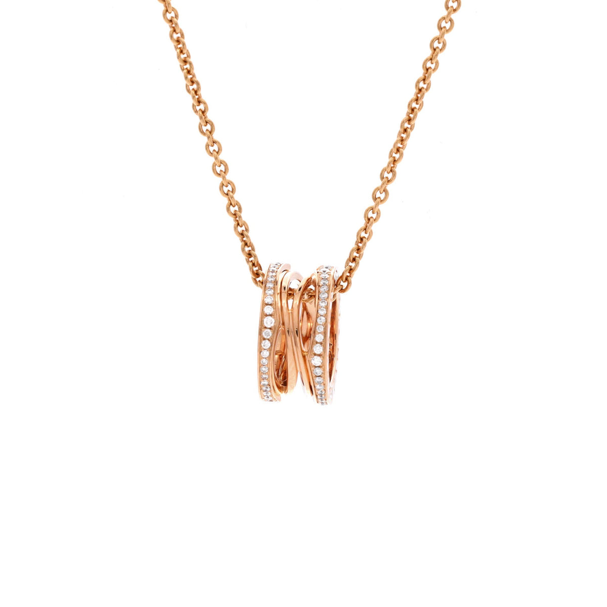 Bvlgari B.Zero1 Open Design Legend Zaha Hadid Pendant Necklace 18K Rose Gold with Diamonds