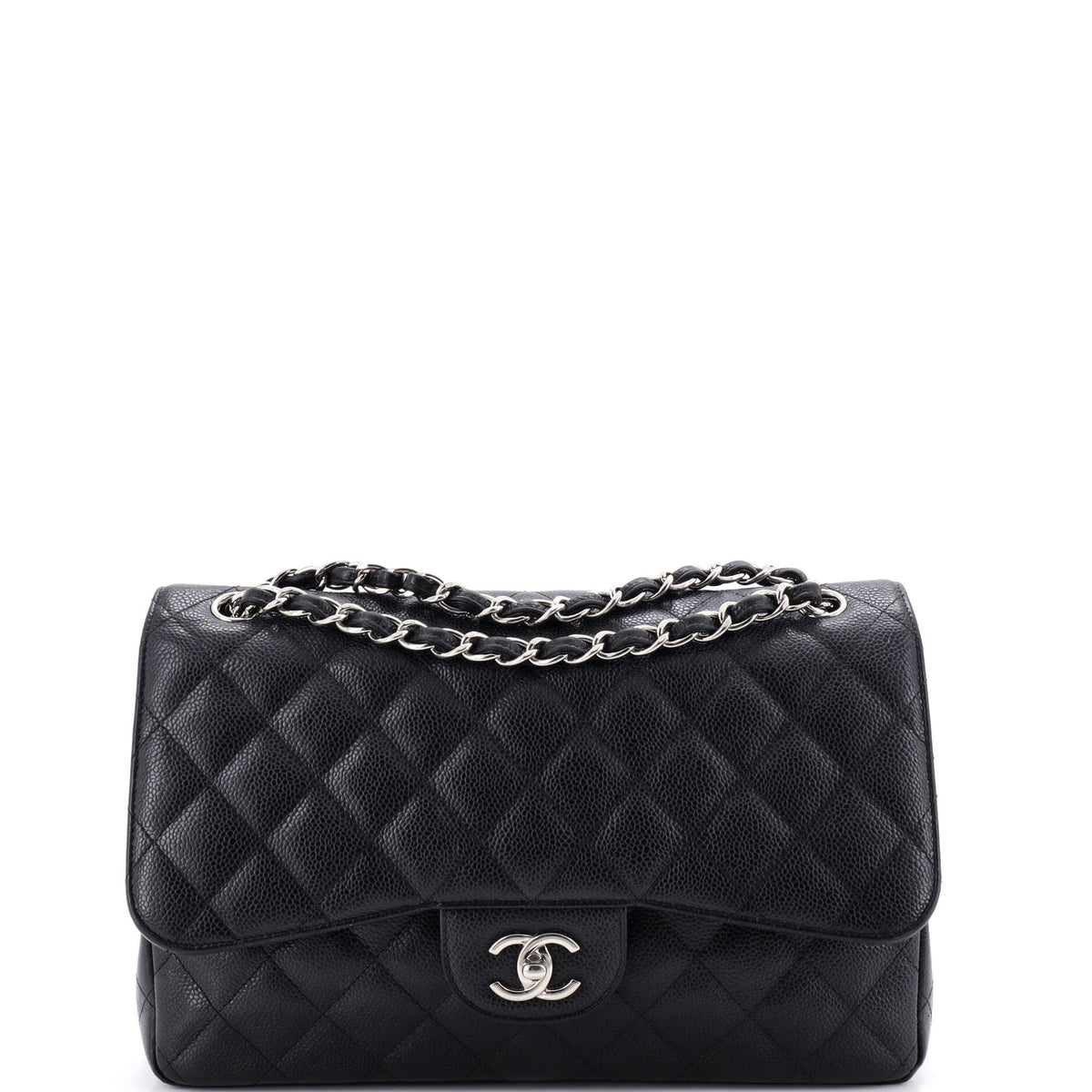 Chanel Classic Double Flap Bag Quilted Caviar Jumbo