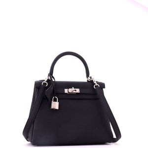 Hermes Kelly Handbag Noir Togo with Palladium Hardware 25 - view 3
