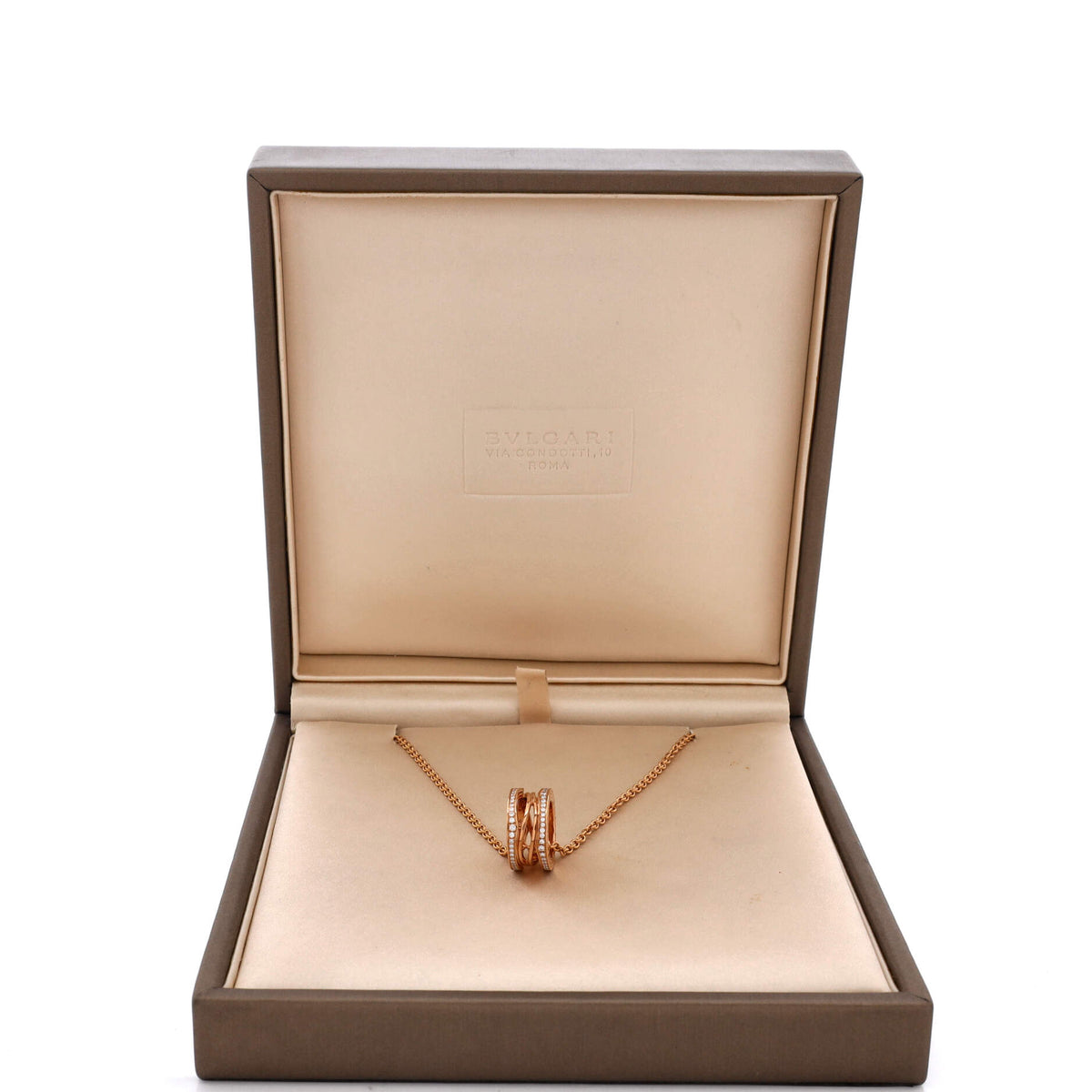 B.Zero1 Open Design Legend Zaha Hadid Pendant Necklace 18K Rose Gold with Diamonds