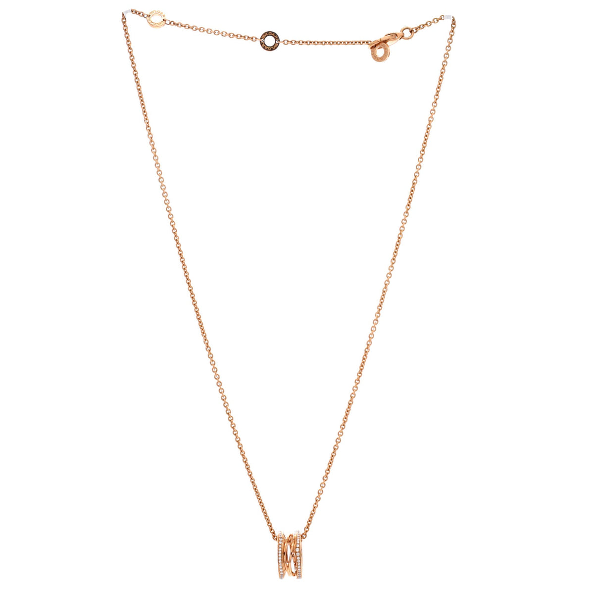 B.Zero1 Open Design Legend Zaha Hadid Pendant Necklace 18K Rose Gold with Diamonds