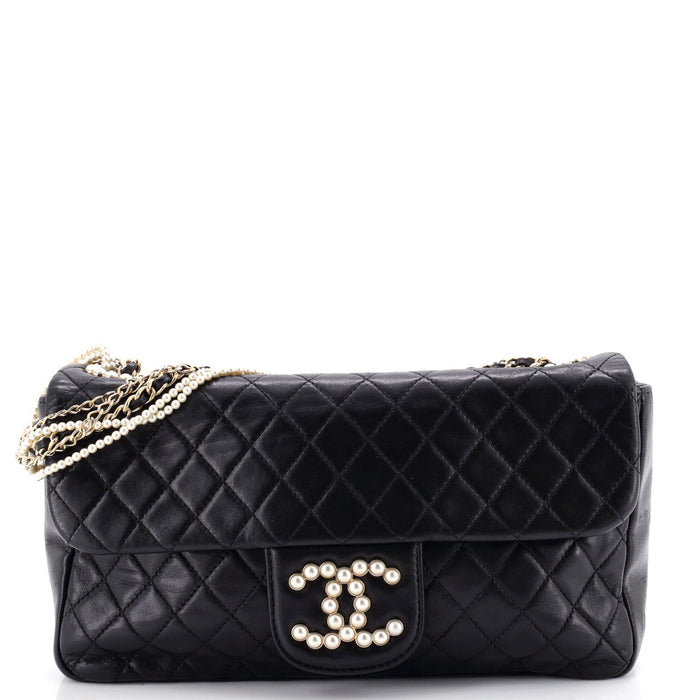 Chanel Westminster Pearl Chain Flap Bag Quilted Lambskin Medium