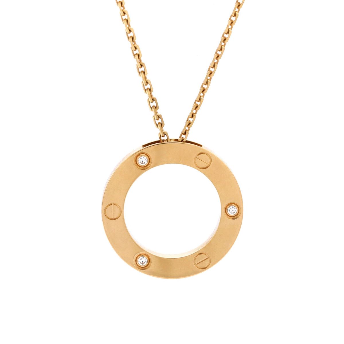 Cartier 3 Diamonds Love Pendant Necklace 18K Yellow Gold and Diamonds – view 5