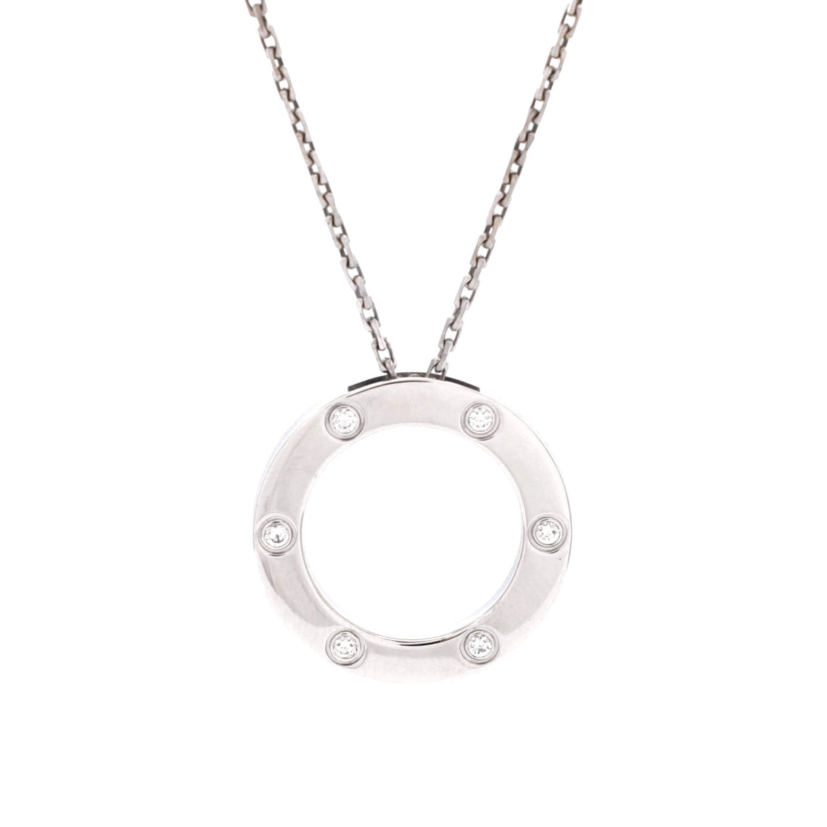 Cartier 6 Diamonds Love Pendant Necklace 18K White Gold and Diamonds – view 5