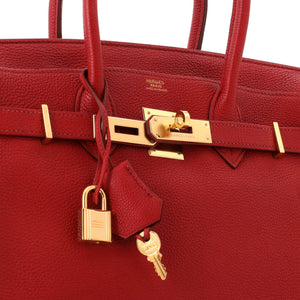 Hermes Birkin Handbag Rouge Garance Togo with Gold Hardware 30 - view 8