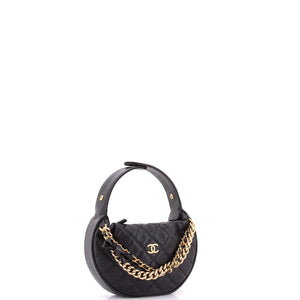 Chanel Double Chain Bow Hobo Pouch Quilted Caviar Mini - view 2