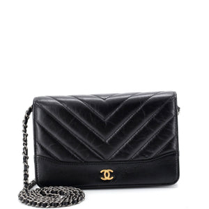 Chanel Gabrielle Wallet on Chain Chevron Aged Calfskin - view 1