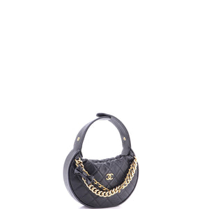 Chanel Double Chain Bow Hobo Pouch Quilted Caviar Mini - view 3