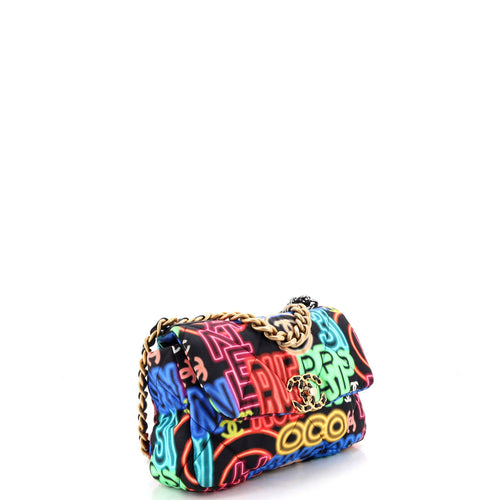 Chanel 19 Flap Bag Quilted Graffiti Print Fabric Medium – view 2