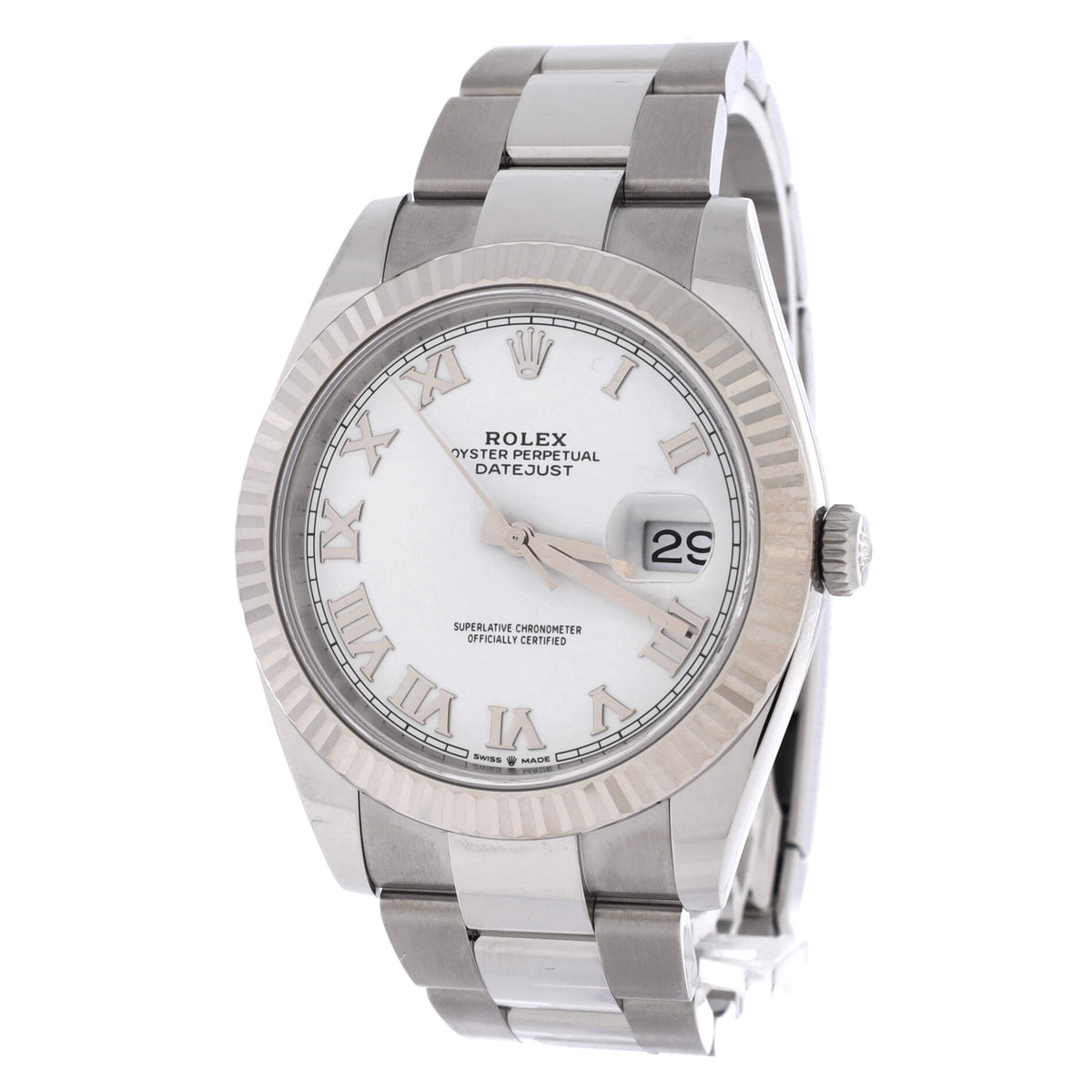 Oyster Perpetual Datejust Automatic Watch Stainless Steel and White Gold 41