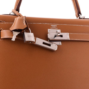 Hermes Kelly Handbag Gold Epsom with Palladium Hardware 28 - view 7
