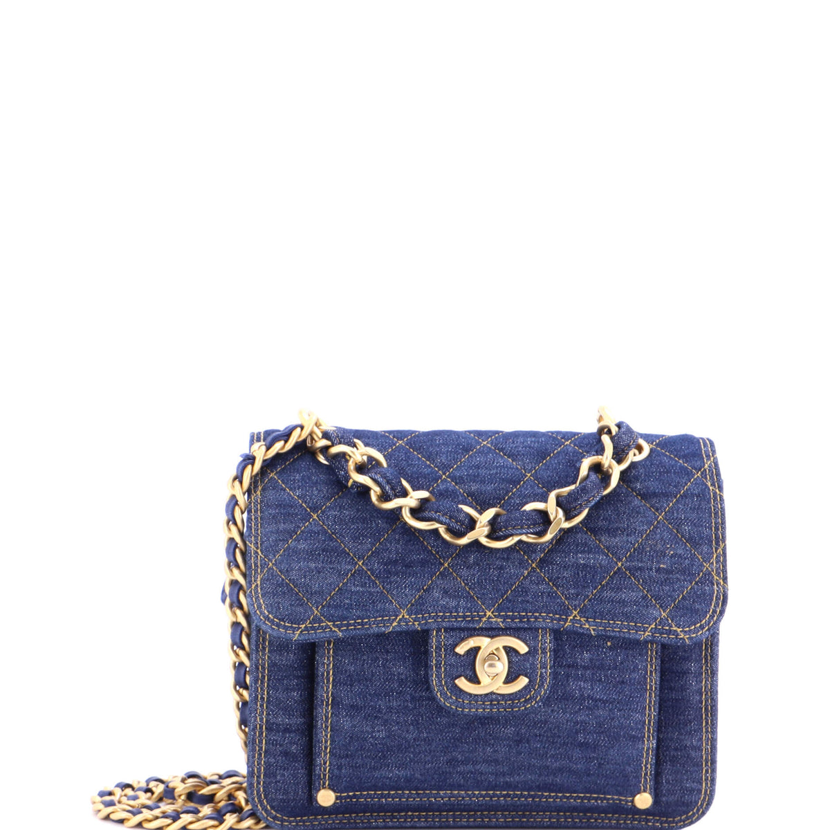 Chanel Double You CC Flap Bag Quilted Denim Medium