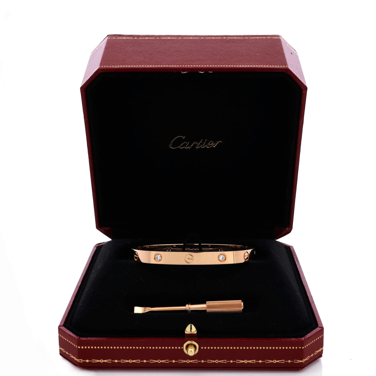 Cartier Love 4 Diamond Bracelet 18K Rose Gold with Diamonds 19 – view 2