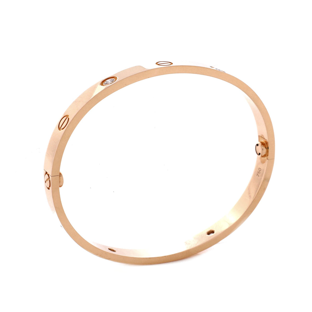 Cartier Love 4 Diamond Bracelet 18K Rose Gold with Diamonds 19 – view 3