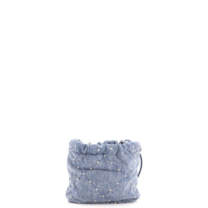 Chanel 22 Chain Hobo Quilted Studded Denim Mini - view 3