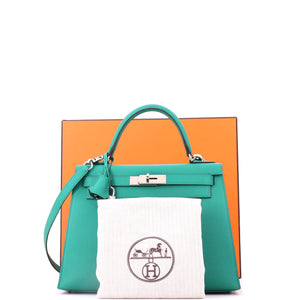 Hermes Kelly Handbag Menthe Epsom with Palladium Hardware 28 - view 2