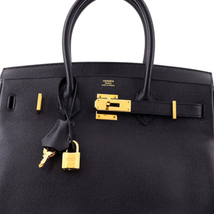 Hermes Birkin Handbag Noir Epsom with Gold Hardware 30 - view 6