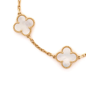 Van Cleef & Arpels Vintage Alhambra 5 Motifs Bracelet 18K Yellow Gold and Mother of Pearl - view 3