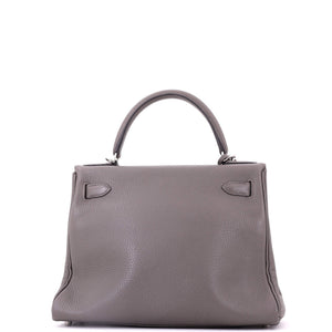 Hermes Kelly Handbag Etain Clemence with Palladium Hardware 28 - view 3