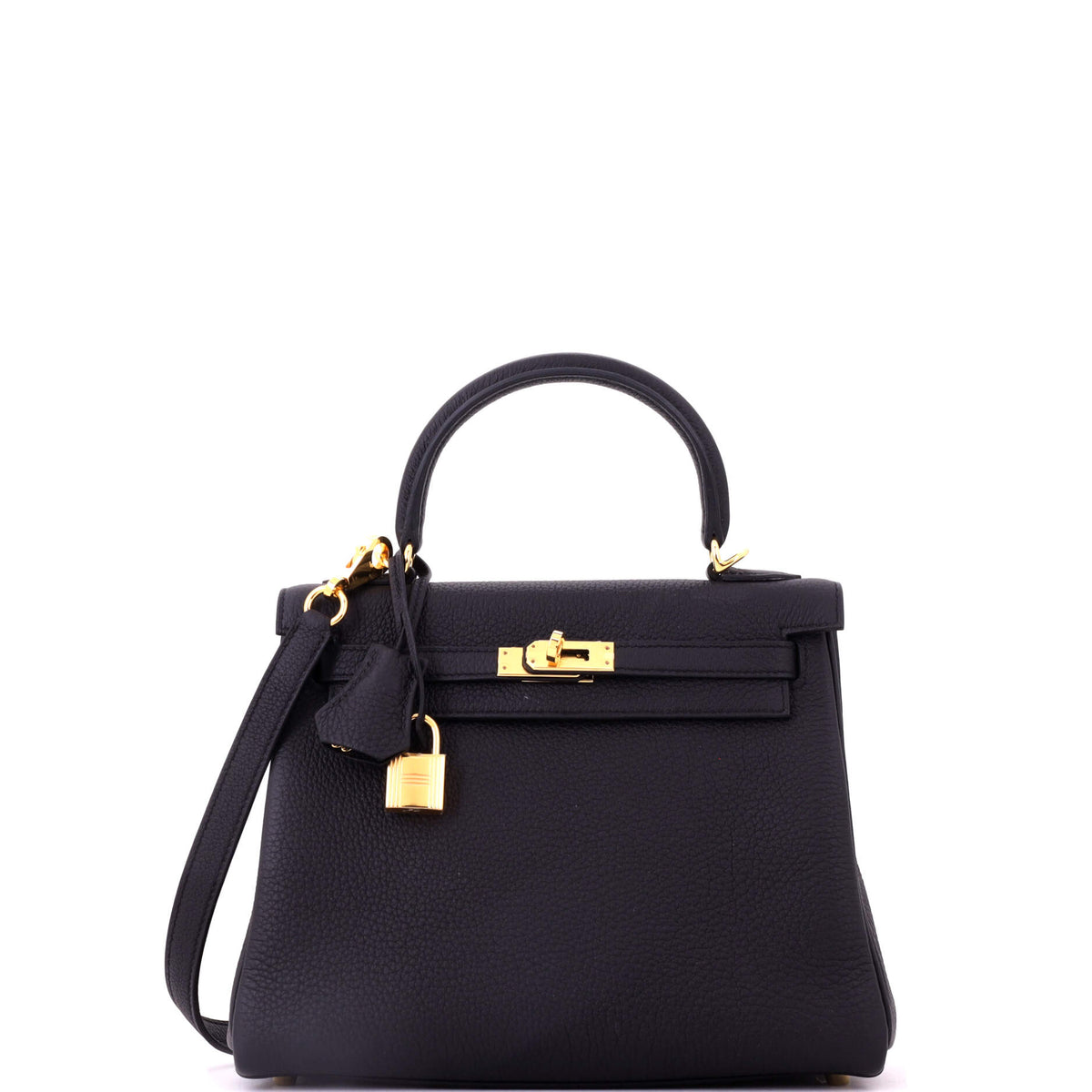 Hermes Kelly Handbag Noir Togo with Gold Hardware 25