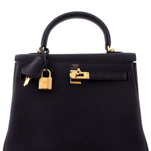 Hermes Kelly Handbag Noir Togo with Gold Hardware 25 - view 6